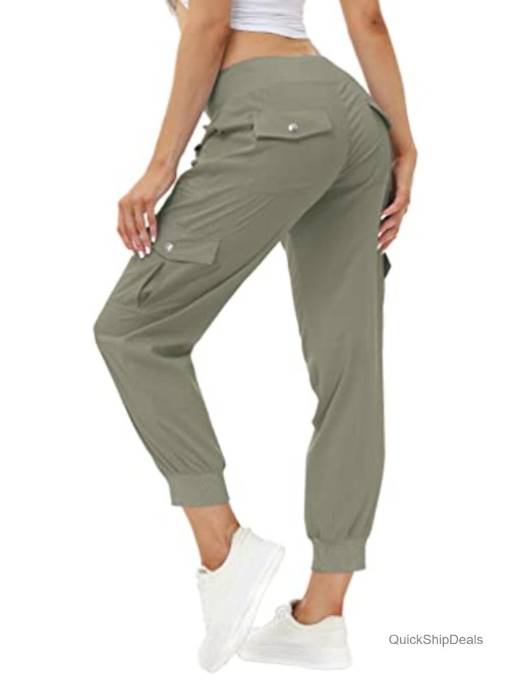 Women's Quick Dry Hiking Cargo Pants with 6 Pockets, Elastic Waist
